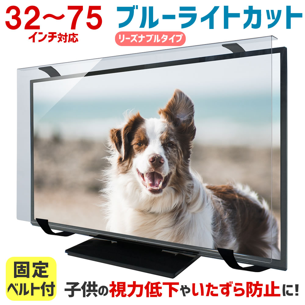 【全品5%OFFクーポン★3/31 09:59まで】ブルーライトカット 液晶テレビ保護パネル 32〜75インチ 32〜75型 固定ベルト付【3mm厚】【カット率47.9%】【液晶テレビ 保護パネル 保護フィルム 液晶保護パネル テレビ 保護 テレビカバー テレビガード】 WLP