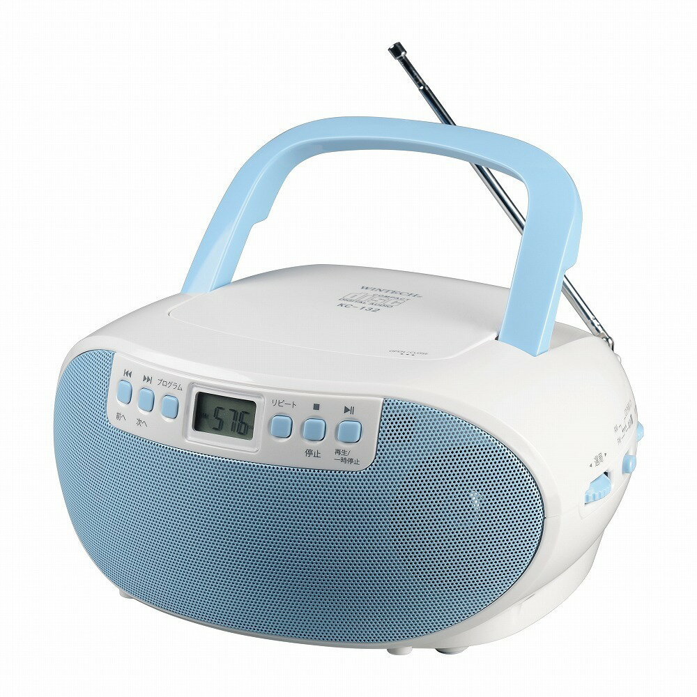 WINTECH CDラジオ CDプレーヤー ポータブル コンパクト ステレオ ACコンセント 電池式 ブルー 英会話 語学学習 リスニング ヒアリング対策 KC-132 A 廣華物産