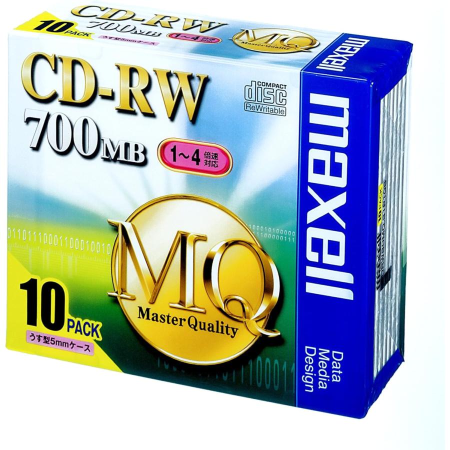 maxell データ用 CD-RW 700MB 4倍速対応 10枚 5mmケース入 CDRW80MQ.S1P10S 高品質なデータ保存! 繰り返し使える!1〜4倍速対応のCD-RW 10枚セット 大切なデータをしっかり守る