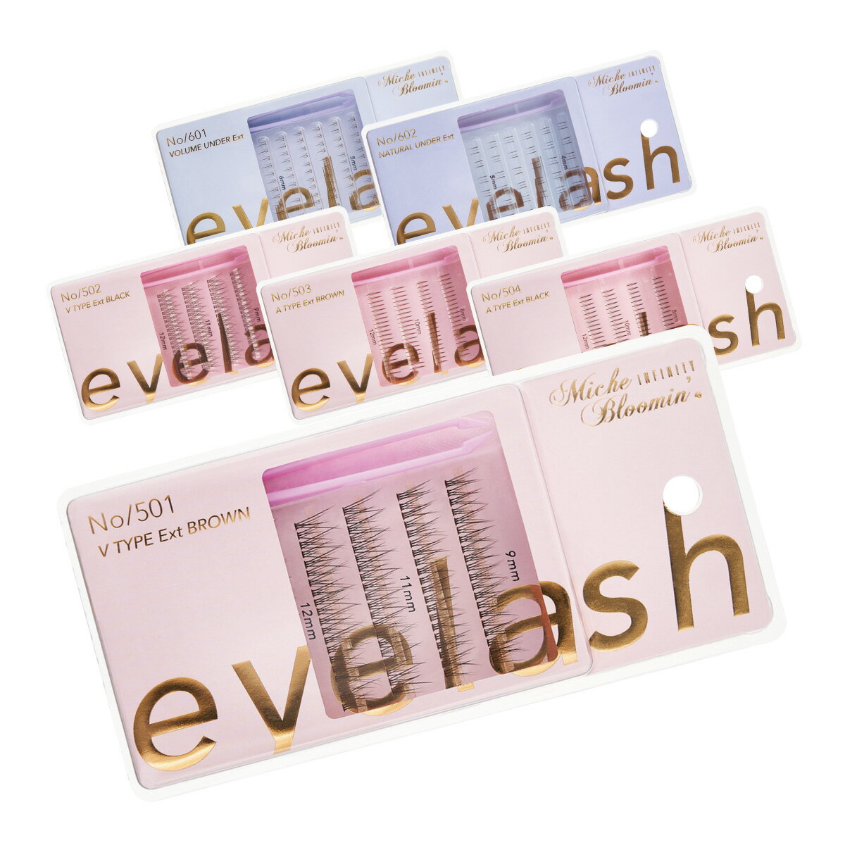 【4/30までエントリーでP5倍】ミッシュブルーミン INFINITY インフィニティ ライン セルフエクステシリーズ No. 501 〜 602 miche bloomin 簡単 束感 束感まつ毛 【メール便対象品】 501 502 503 504 601 602 つけまつげ アイラッシュ