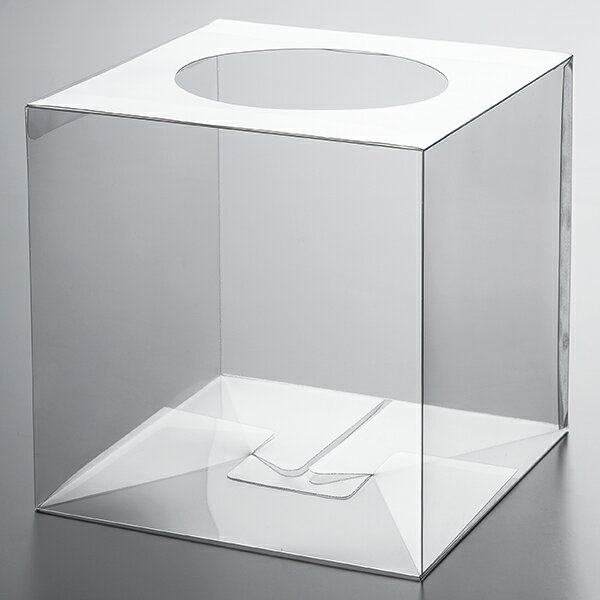 PET製 抽選箱（透明）　抽選グッズ 抽選箱・応募箱・募金箱　　RC8-0147　PET0．5mmt　22.5×22.5×22.5cm
