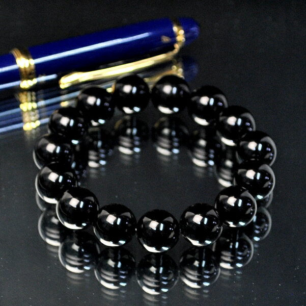 12mm玉 ALLモリオン(黒水晶)ブレスレット【強力な邪気除け・厄除け・霊障対策】のベーシックパワースト-ン <返品・交換可>無料サイズ変更保証付き