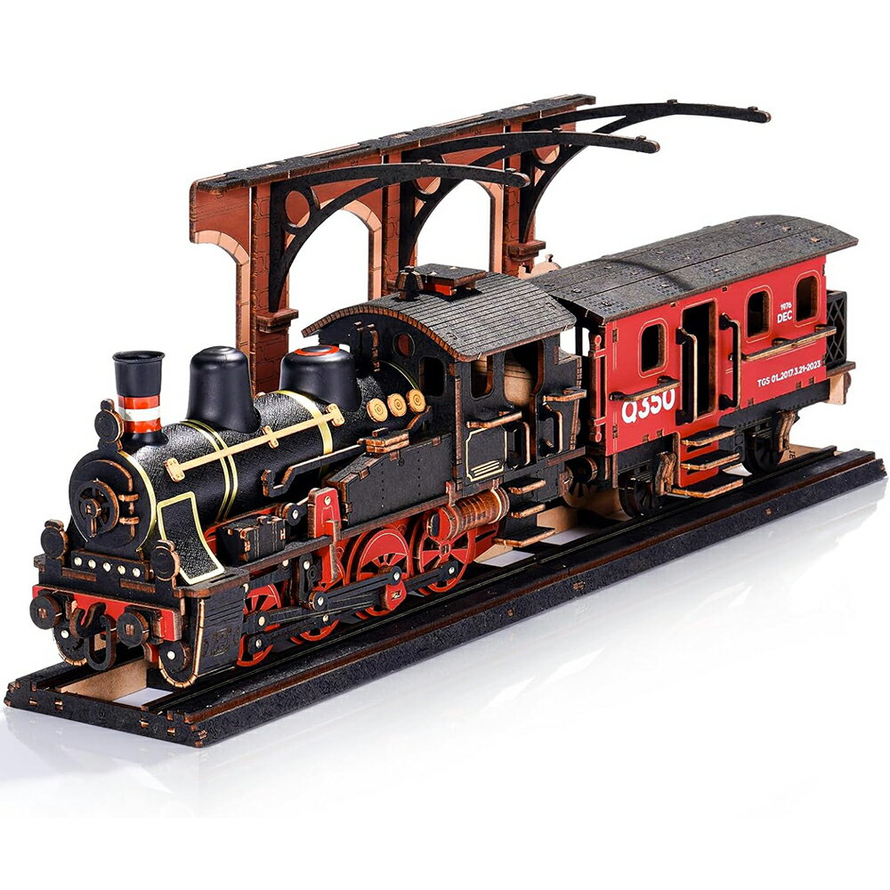【マラソン限定価格】Rolife 立体パズル 木製 3D ウッドパズル 蒸気機関車 SL カーキット メカニカル モデル 工作キット DIY クラフト 組み立て 暇つぶし 知育玩具 子供 大人向けの木製モデル 誕生日 クリスマスプレゼント