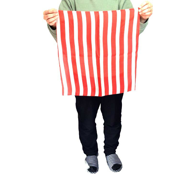 マジックグッツ 手品 縞ハンカチ 縦 横 (45cm×45cm)シルク ハンカチ 1