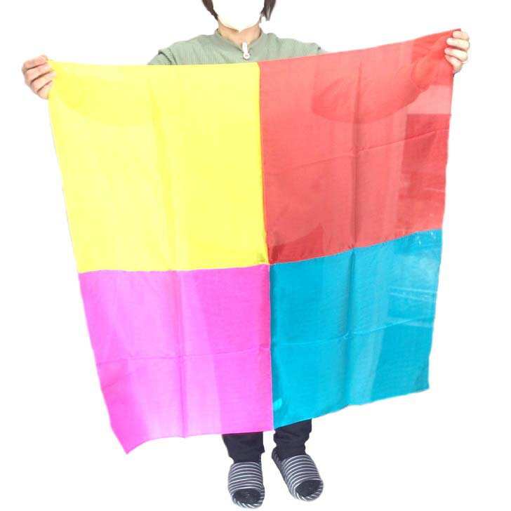 マジックグッツ 手品 4枚 ツギハギ シルク　（90cm×90cm）シルク　ハンカチ1