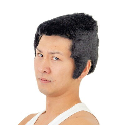 コスプレ 仮装 角刈りカツラ ジグ かつら プチ仮装 コスプレ小物 小道具 ウィッグ フリーサイズ もみあげ部分:両面テープ付