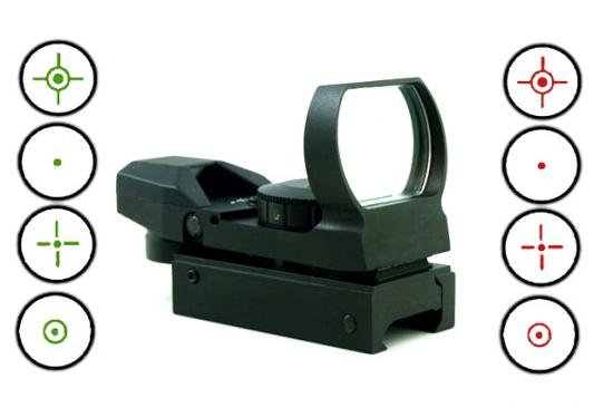 オープンダットサイト赤緑4パターンドットサイトスコープ新品20mmレイル用