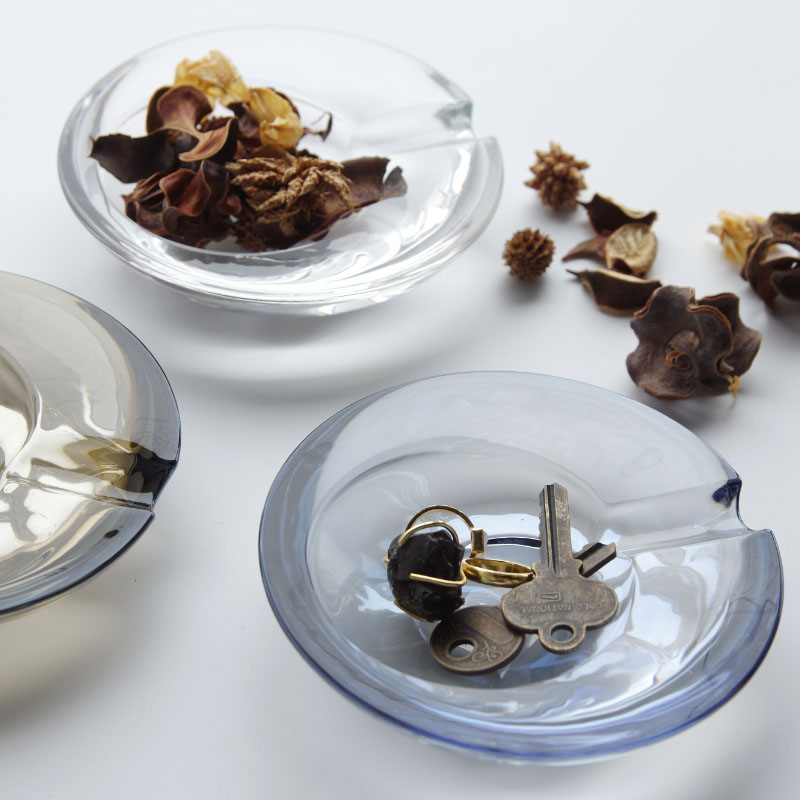 グラス アッシュトレイ スモール Glass Ashtray Small 灰皿 ガラス コイントレイ 鍵置き ポプリ入れ クリア/ネイビー/アンバー/グレー cigar シガー 葉巻 煙草 卓上