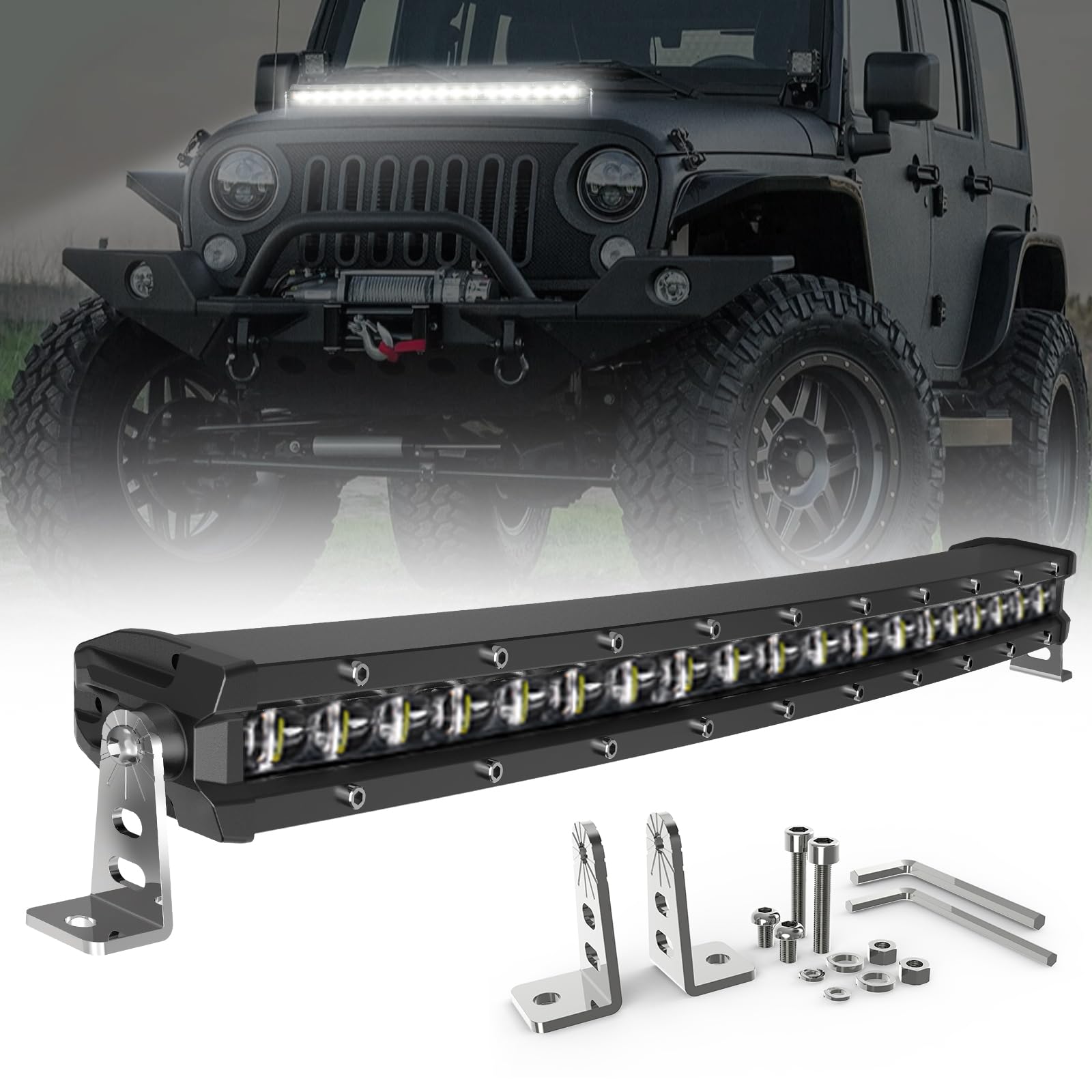 バーライト 車 7インチ 作業灯 30W 6500K ledバーライト 車用 薄型LEDライトバー 車 オート/自動車/トラック/工事現場12V/24V汎用12V/24V LED作業灯 船舶作業灯 IP68防水LED作業灯 夜間作業 集魚灯