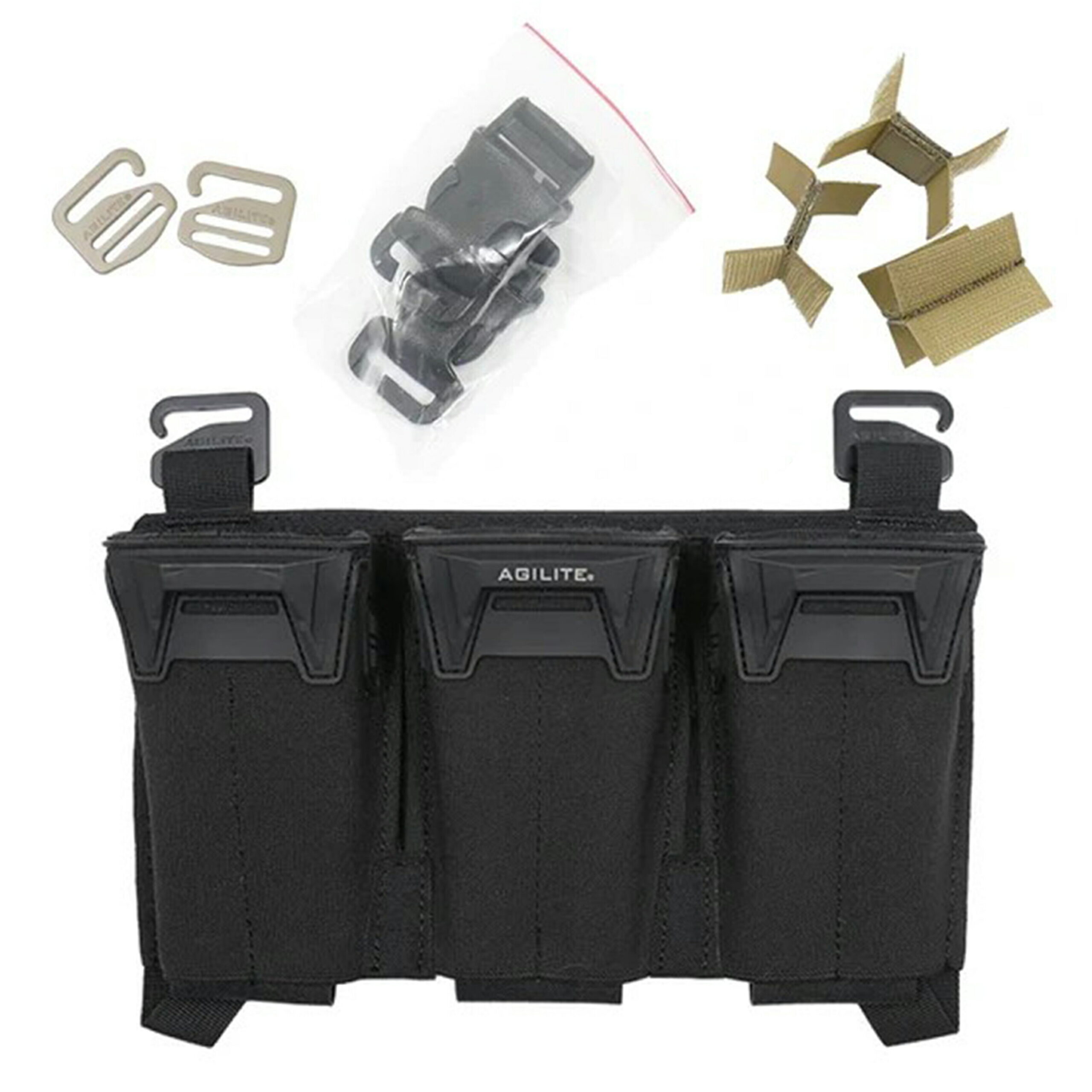 AGILITE マグポーチパネル PINCER プラカード マルチキャリバー M4/AK/9mm 8038 [ ブラック ] アジライト 3連 ピンサープラカード 5.56マグ対応 マグポーチ ライフルマグポーチ ライフルマガジンポーチ サバゲーポーチ プレートキャリア用パーツ プレキャリパーツ
