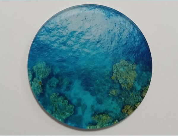 アクリルジオラマベース　海F　円形6センチ　展示台　フリマイベント展示台に【ネコポス可】