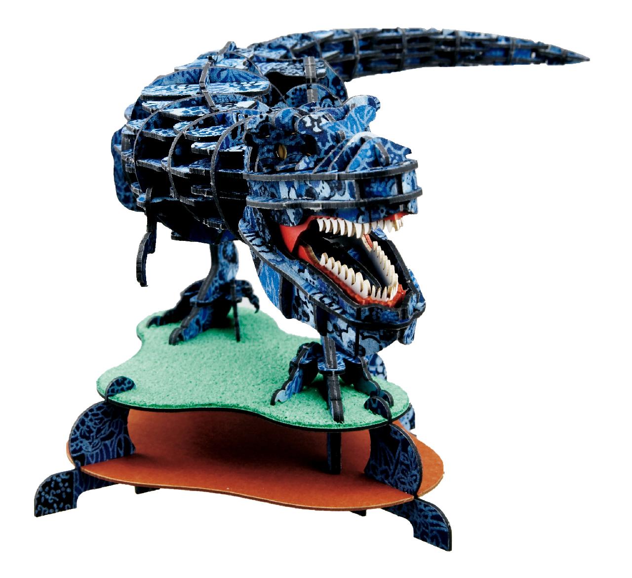DX 越前和紙 ティラノサウルス MOVE 藍 3D立体ペーパーパズル 恐竜 立体パズル 工作 ペーパークラフト 組立 紙製 DIY 玩具 おもちゃ ギフト プレゼント おうち時間 没入感 脳活 脳育 脳トレ 知育