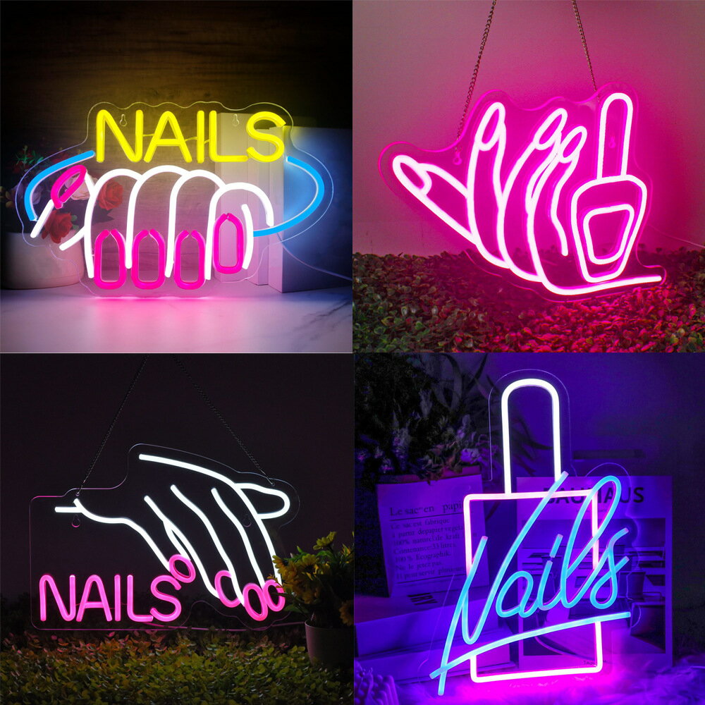 ネオンサイン Nail ネオンサイン オシャレ LEDネオンライトサイン Nails Neon Sign 美容室 店舗ネイルサロン 調光可能 ネイルLEDネオンライトサイン USB電源 雰囲気ライト ウォールデコレーション用 部屋装飾ライト