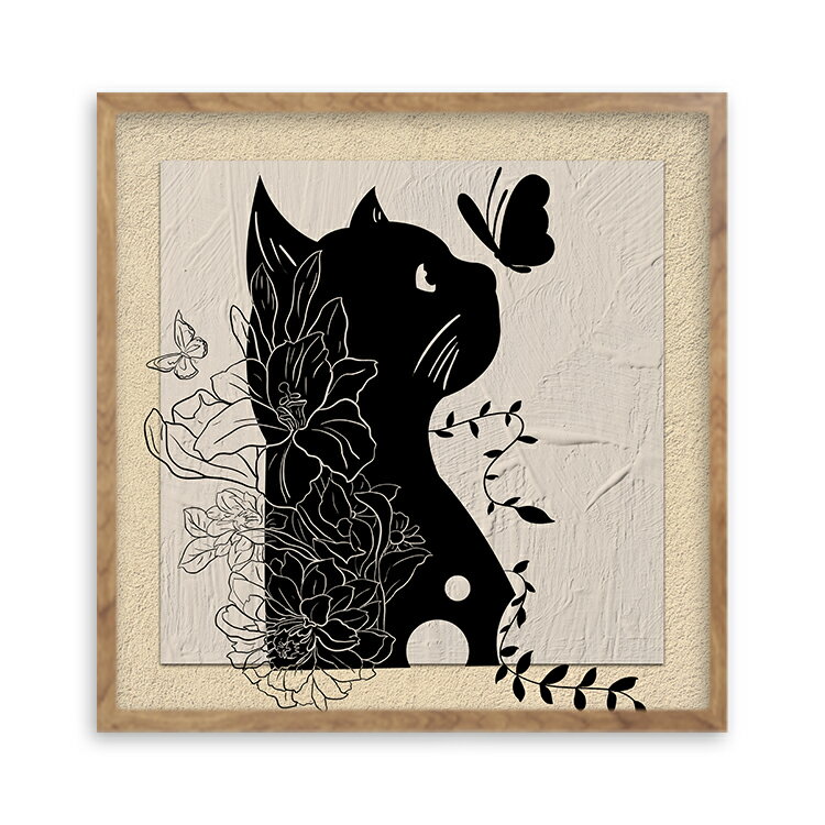 阪画屋 アートパネル アートボード ポスター 玄関 壁画 壁掛け 壁飾り 部屋飾り 飾り絵 絵 絵画 油絵 ソファの背景画 インテリア 現代 モダン フレーム 額付き 木枠付きの完成品 木目調 キャンバス 猫 ネコ ペット アニマル 動物 プレゼント ギフト 和風イラスト猫