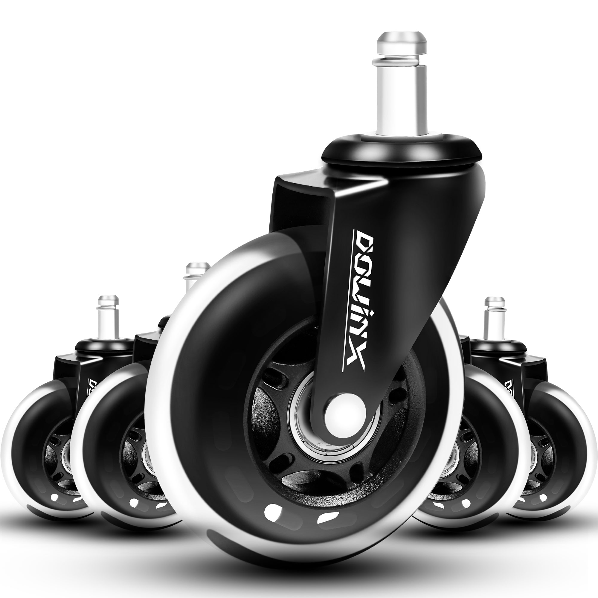 ★チェアに最高のマッチング！★Dowinx キャスター 差込式 ゲーミングチェア/オフィスチェア交換用 ステム直径11mm オフィス用品 360度回転 静音 傷つけにくい 5個セット 正規品 一年無償保証付き DXD-001