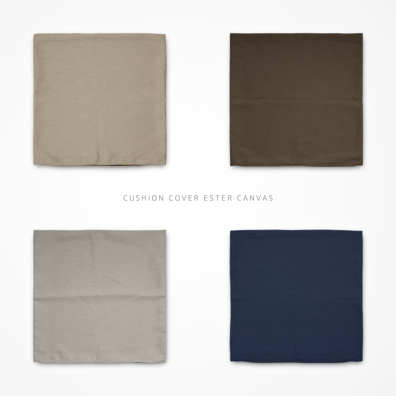 クッションカバー 約60×60cm エステルキャンバス 日本製 無地 シンプル 素縫い 両面共生地 ファスナー 大きい 大きめ ビッグ ラージ