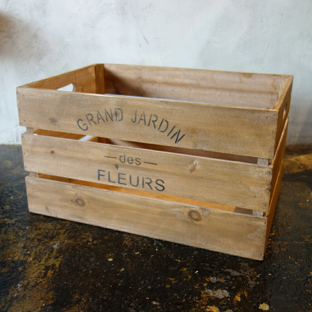 【楽天ランキング受賞】 ヴィンテージ加工 Lサイズ 木箱 ウッドボックス USA アメリカ アンティーク りんご箱 ビンテージ レトロ 運搬箱 キャビネット 棚 工具箱 1091_L