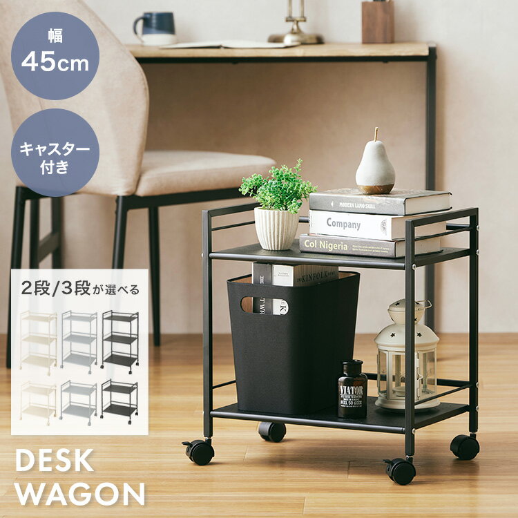 デスク下収納 デスクワゴン スリム サイドワゴン キャスター付き デスク下ワゴン スリム 2段 3段 幅43 デスク下 棚 キャビネット 収納 ラック おしゃれ 多目的 サイドラック 収納ワゴン 収納ラック GC-P46 GC-P76