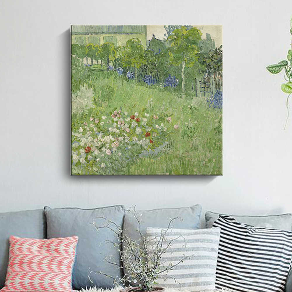 「お客様感謝祭」 絵画 ゴッホ インテリア 絵 ファブリック アートフレーム ドービニーの庭（F765） プリキャンバス複製画 人気 50×50cm 壁掛け 装飾パネル オシャレ 壁絵 ホテル 旅館 玄関 リビング プレゼント アートフレーム 送料無料