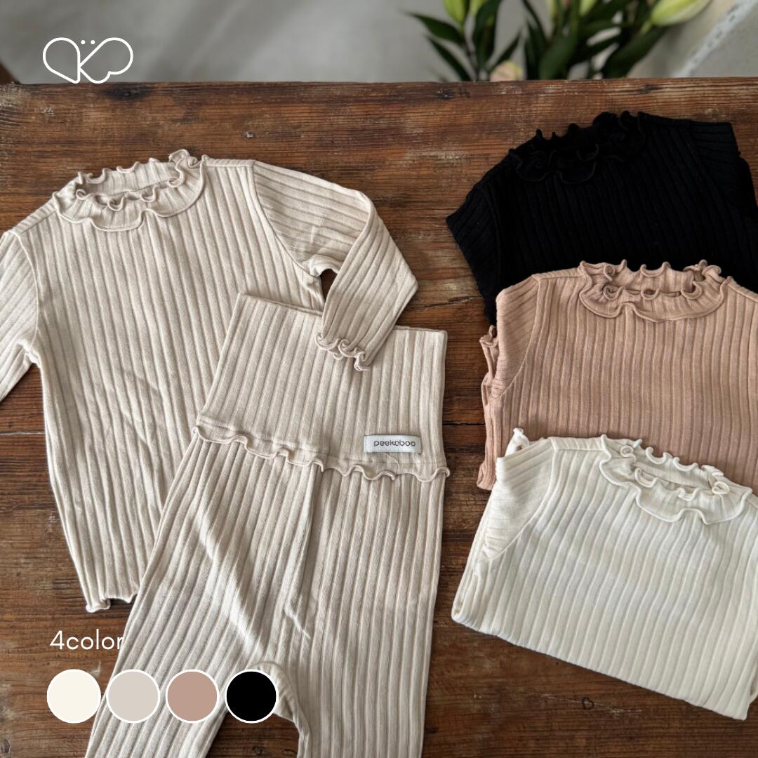 【peekaboo-baby】Rua baby set フリル セットアップ メロー 女の子 ルームウェア モノクロ 出産祝い お誕生日祝い 姉妹お揃い 韓国子供服韓国こども服