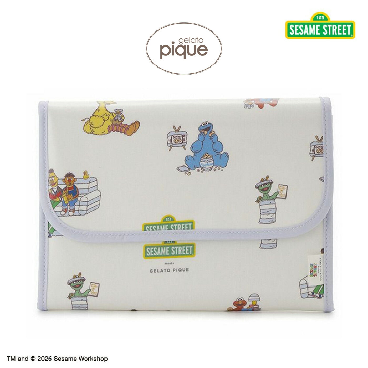 ジェラートピケ gelato pique SESAME STREET 総柄母子手帳ケースM ppgb261668 セサミストリート ジェラピケ ママグッズ 抗菌防臭 健康保険証 診察券入 収納ケース 出産祝い 2026春 ギフト プレゼント セレクトショップムー