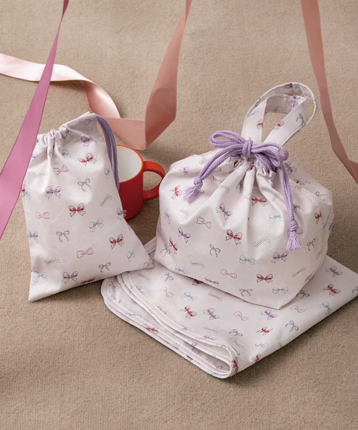 panpantutu 通園ランチ3点セット(ランチクロス/ミニ巾着/ランチ巾着) パンパンチュチュ 財布・ポーチ・ケース その他の財布・ポーチ・ケース グレー