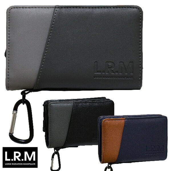 財布 二つ折り メンズ ジュニア キッズ L.R.M (CMK-0574) 合皮切り替え カラビナ付き 高校生 中学生 小学生 男子 男の子 子供 おしゃれ ミニ財布 サイフ お財布