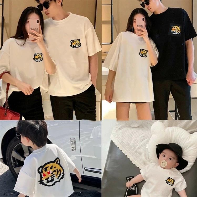 虎柄 夏服 お揃い 赤ちゃん ペアルック ペアtシャツ 親子コーデ 親子 セット ベビー服 おもしろ 春 親子 3人お揃い ロンパース