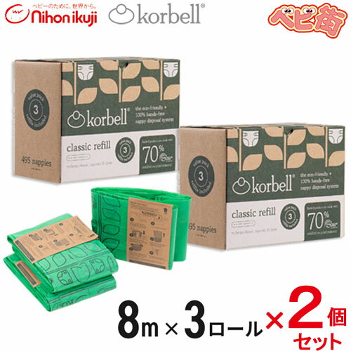 コーベル おむつポット ECO 取替ロール 3P×2個セット/　日本育児 Color Korbell コルベル 消臭紙おむつ処理ポット 衛生用品 SoD-