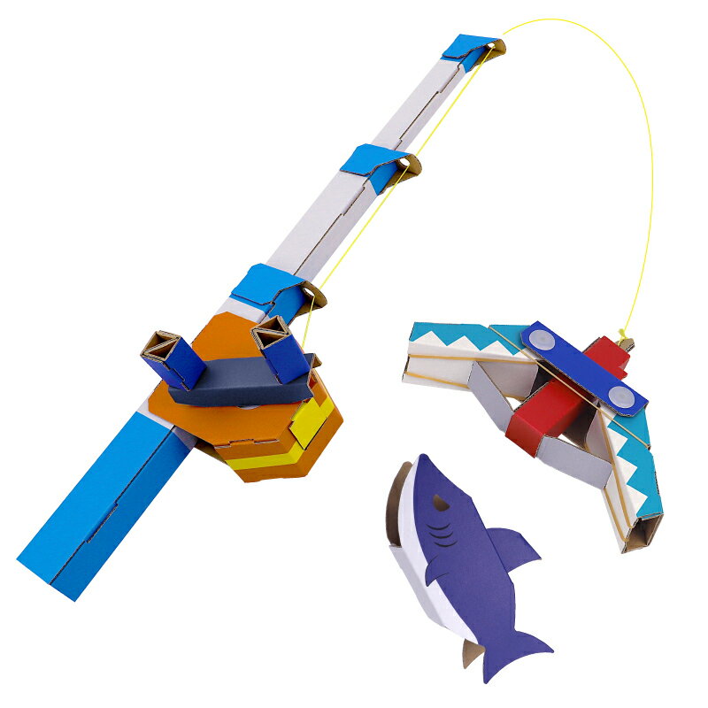 【SALE】【送料無料】hacomo WOW 釣りキャッチャー 玩具 おもちゃ 組立式 工作 ダンボール クラフト 小学生 春休み GW 夏休み 冬休み 宿題 工作キット