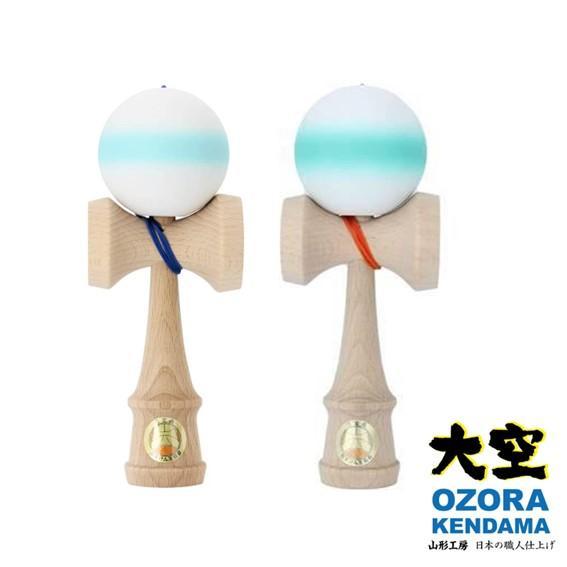 山形工房 競技用 けん玉 大空 日本けん玉協会 認定 Matte マット 2トーン ターコイズ ライン ライトブルーライン