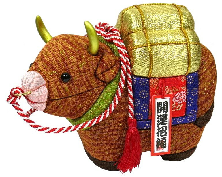 丑年 木目込み人形 ウシ No.9 茶柄 (完成品ではありません)布付き