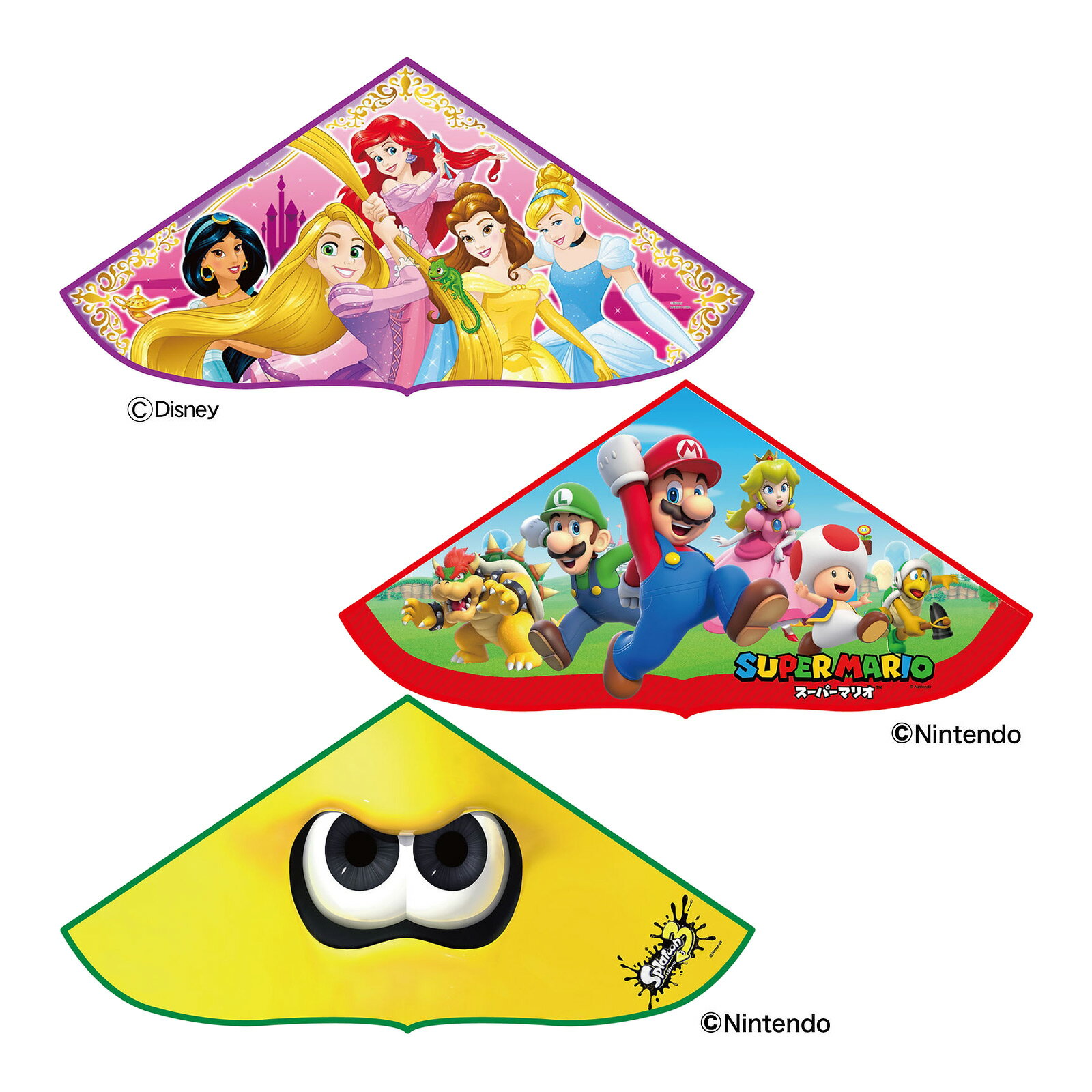 凧揚げ キャラクター 子供 キャラクターカイト 日本製 ディズニープリンセス マリオ スプラトゥーン Disney 玩具 ビニール 凧 子ども 玩具 お正月 遊び キャンプ 海水浴 かわいい かっこいい toysonda オンダ