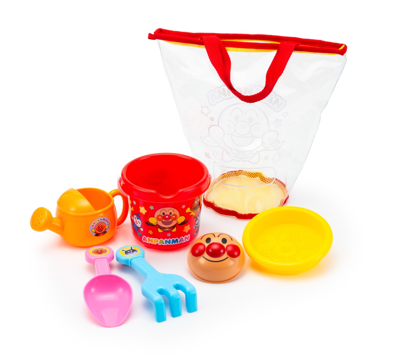 アンパンマンカラフルおでかけ砂場セット［ スコップ バケツ 型抜き 収納バッグ入り 砂遊び おもちゃ 外遊び 知育玩具 正規品【1歳半～】 ］