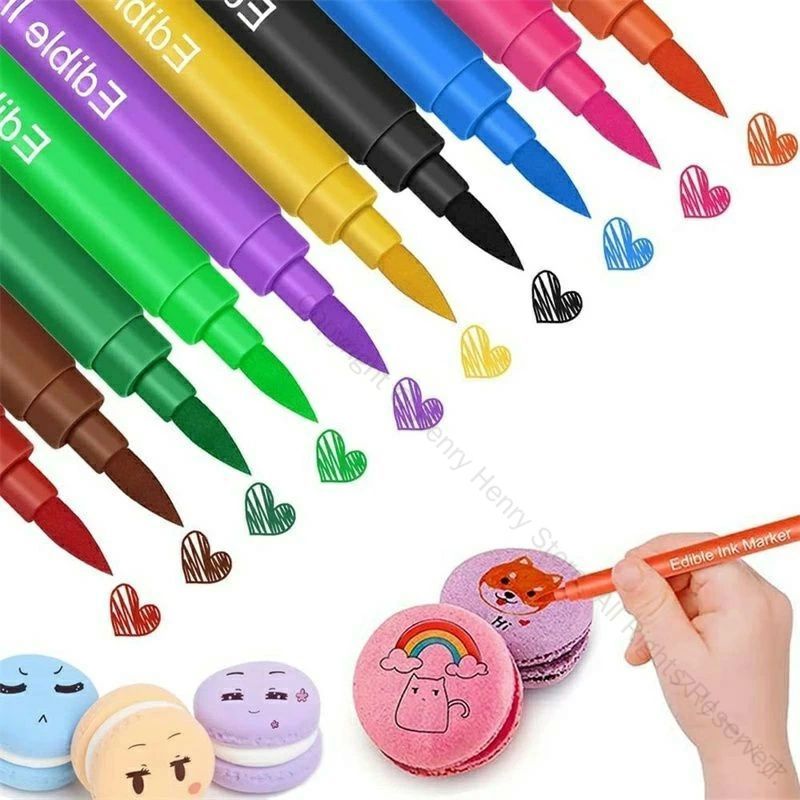 フードペン 10色セット シリコン型付き 食品着色料 カラーペン 食用ペン シリコンモールド クッキー型 アイシング用 着色料 手作りお菓