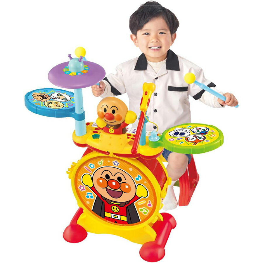 ジョイパレット アンパンマン おもちゃ NEWノリノリライブ BIG電子ドラム＆キーボード マイク付き 光る 打楽器 知育玩具 幼児用 子供用 ピアノ 音楽おもちゃ 3歳 4歳 5歳 男の子 女の子 誕生日 プレゼント 室内遊び 人気キャラクター アンパンマン楽器