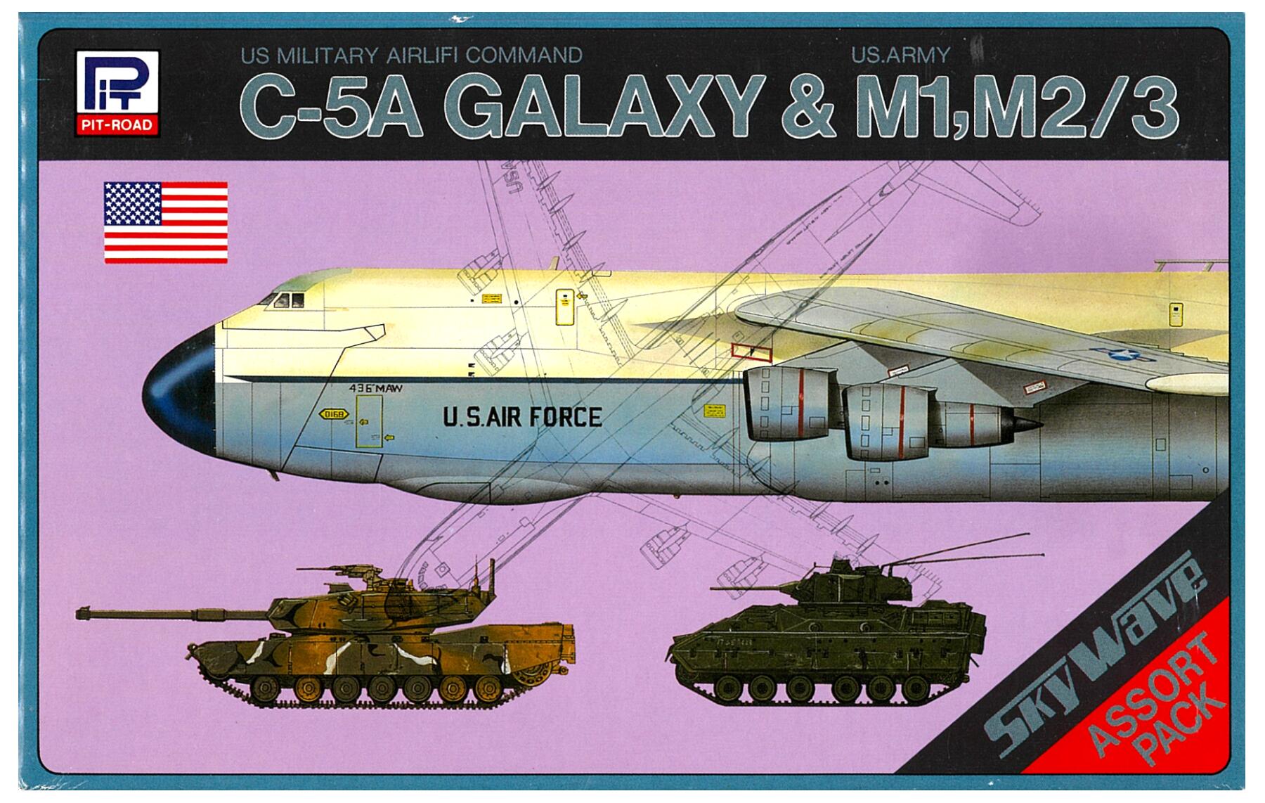 【中古】 その他 プラモデル(航空機) 軍用機 ピットロード 1/700 ロッキード C-5A ギャラクシー & M-1エイブラムス・M-2/3ブラッドレー 【B】 ※内袋開封・未組立・外箱傷み・防犯タグ貼付け