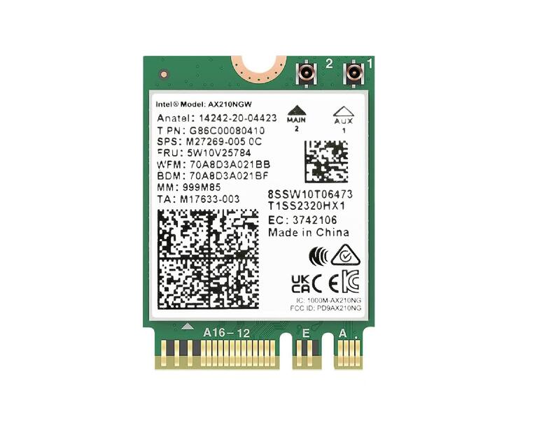 インテル Intel Wi-Fi 6 AX210 802.11ax/ac Dual band 2x2 160MHz + Bluetooth 5.2 M.2 Card AX210NGW