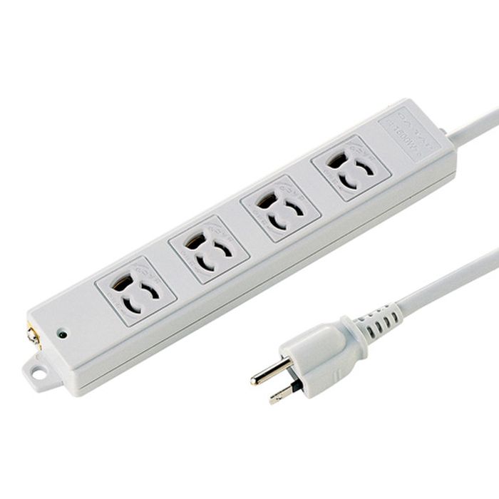 【代引不可】電源タップ 工事物件タップ 3P 4個口 2m 通電ランプ付 マグネット 二重構造 絶縁キャップ グレー サンワサプライ TAP-KS4-2