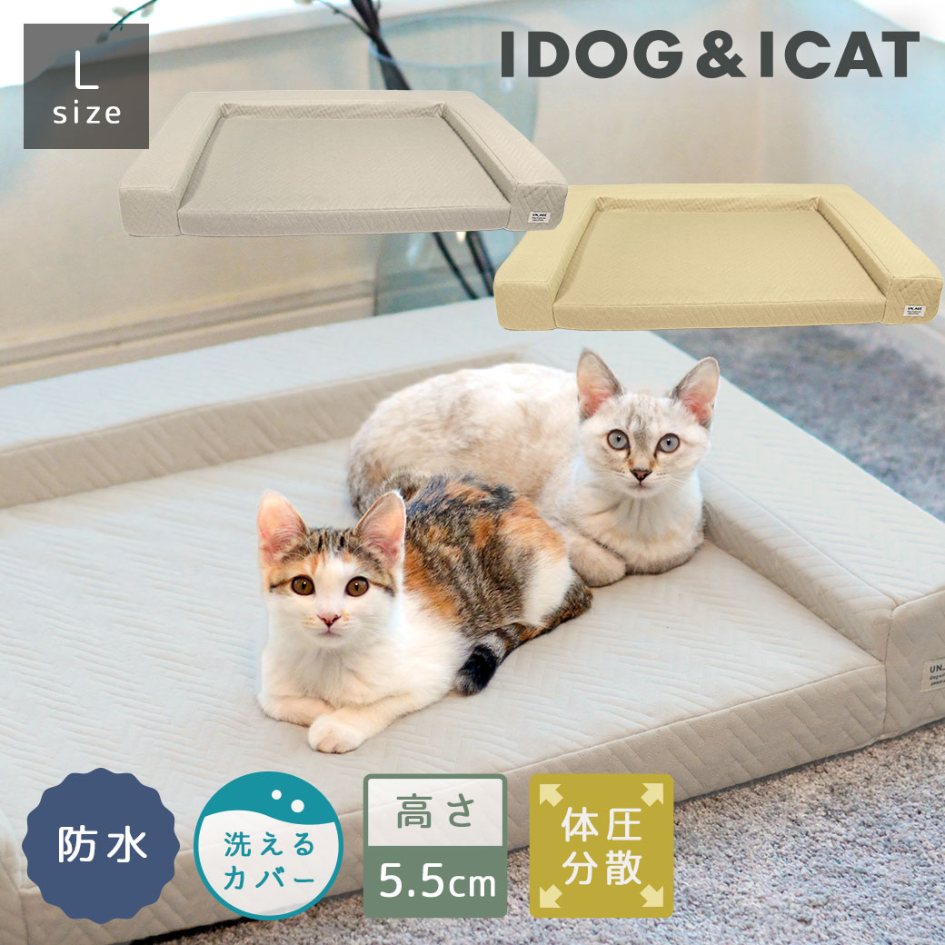 【インテリア セール ★5%OFF】【 猫 ベッド 】IDOG&ICAT UNAGE アンエイジ 体圧分散シニアローベッド カドラータイプ 撥水・防水キルト Lサイズ アイドッグ【 クッション マット ベッド 介護用 床ずれ 防止 低反発 老猫 ねこ】