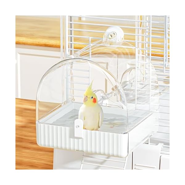 バードバス インコ 水浴び 鳥 水浴び 大きいサイズ 鳥かごアクセサリ 外掛式バードバス ケージ 固定 引き出し 多機能 水浴び 砂浴び エサ入れ 巣箱 簡単な取り付け 鳥用品 XSL