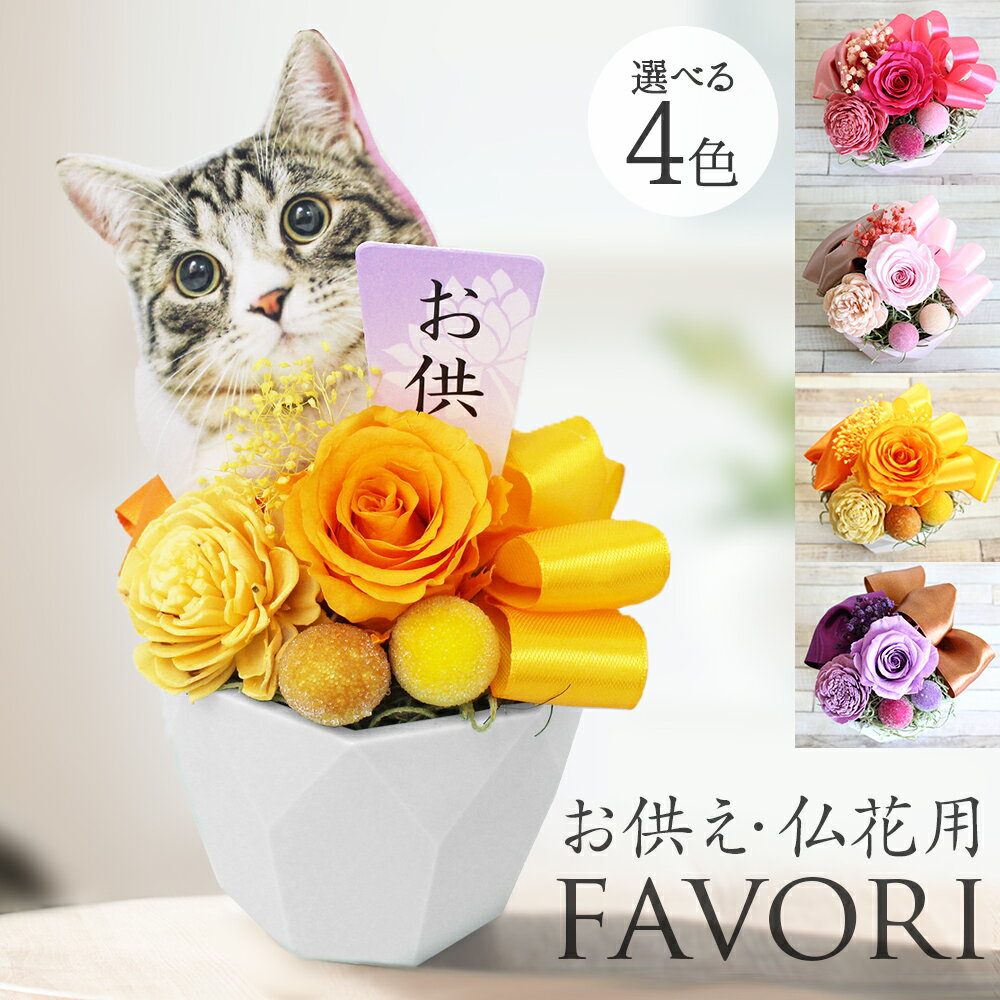 平日15時迄当日発送 ペット 仏花 Favori お供えピック付 クリアケース付 お供え 位牌 プリザーブドフラワー 花 写真付き 遺影 ペット用 仏具 バラ 猫 犬 クリアケース付き 花瓶いらず 1周忌 お悔み 供養 お盆 初盆 法要 3回忌 13回忌 ブリザードフラワ-