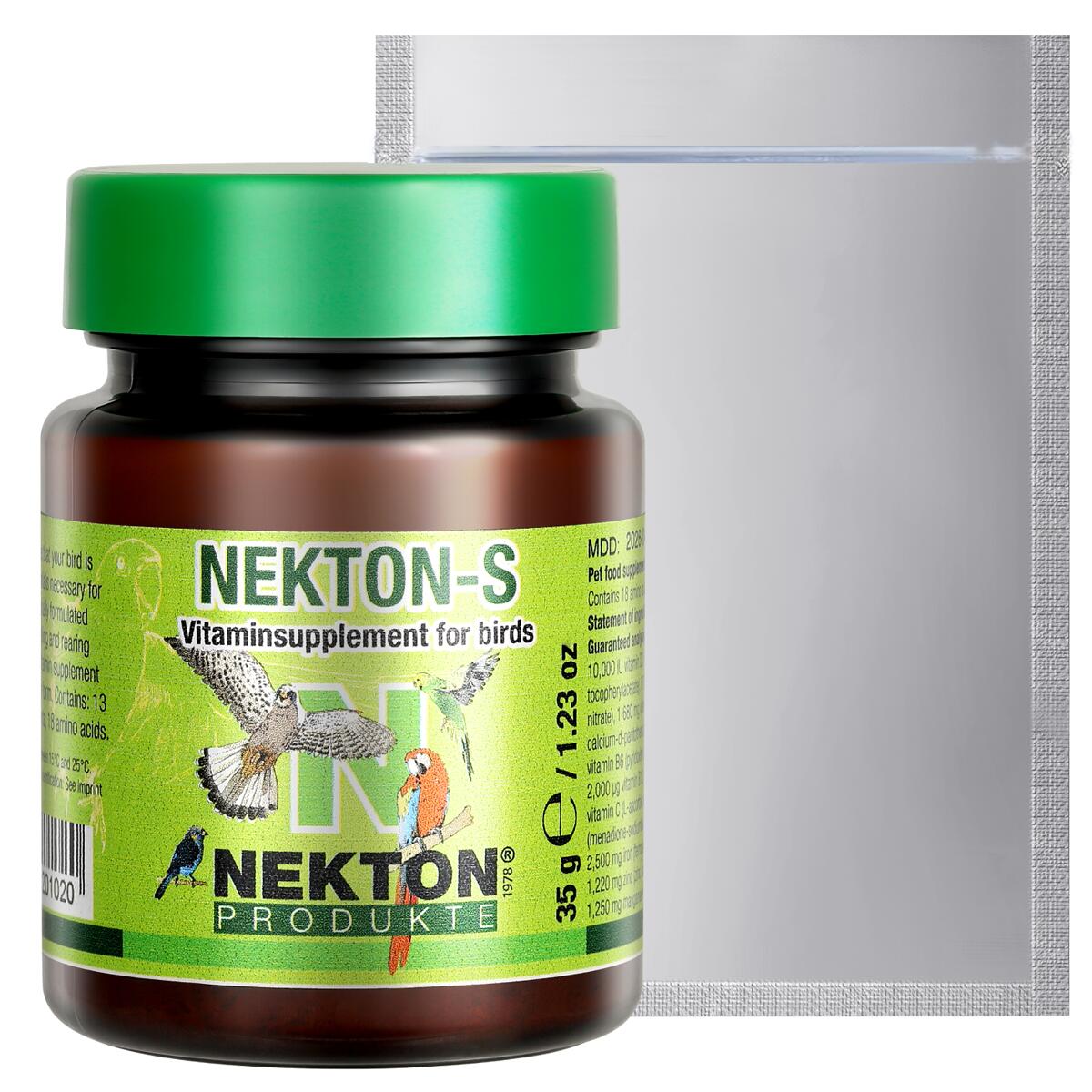 【日本郵便定形外発送】【チャックつきアルミ袋付き】 ネクトンS NEKTON ネクトン 35g 栄養補助食品 サプリ 鳥餌 インコ 鳥用 ビタミン 栄養剤 健康食品 サプリメント 賞味期限2028.02.19 即日発送