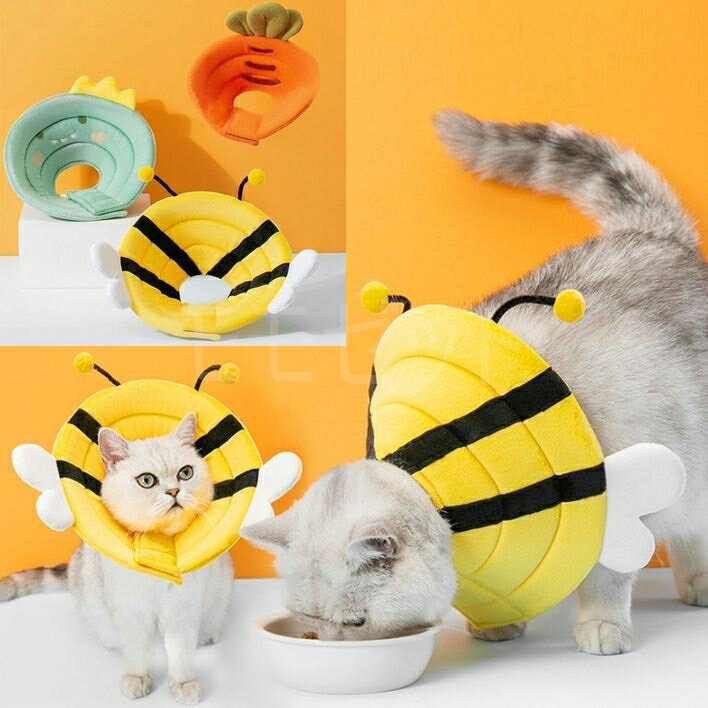【大人気につき再入荷!】思わず笑顔になるソフトタイプエリザベスカラー★マジックテープ装着♪ミツバチ怪獣ニンジンSML猫用小型犬用犬猫兼用介護用品傷舐め足舐め防止お手入れ皮膚病カイカイ対策マラセチアアレルギー術後ケア蜜蜂ハチ人参カイジュウアウトレット価格