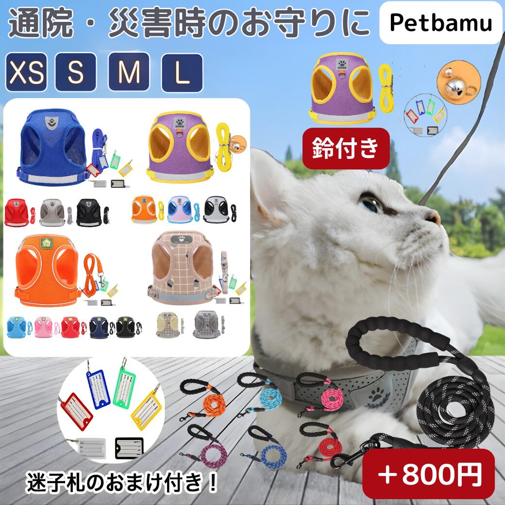 猫 ハーネス【LINE登録で100円オフ災害時のお守りに】 リード 外れ ない 猫用ハーネス ハーネスリード つけやすい セット 大きいサイズ 絶対 抜けない かわいい 鈴 ダブル ロック 散歩 リード付き ベスト型 おしゃれ デザイン 着脱簡単 猫用 散歩用 ネコ ねこ 子猫 子猫用