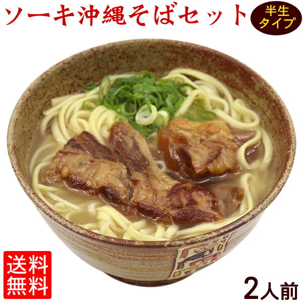 半生ソーキ沖縄そば2食セット【送料無料 メール便】｜沖縄そば サン食品 沖縄そばの日 お取り寄せ ギフト ご当地グルメ