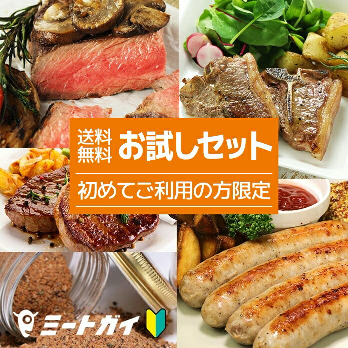 【送料無料】ミートガイを初めてご利用される方限定!ステーキが入った5商品+おまけ入り ミートガイ人気商品が詰まったお試しセット!バーベキューセット 肉 セット BBQ 牛肉,ソーセージ,ステーキ肉,ラム肉,スパイス,おまけスイーツ ミートガイ -SET070
