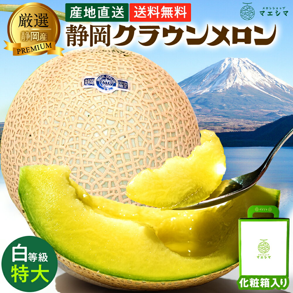 【お届け日時指定OK】【送料無料】静岡クラウンメロン 白等級 1.5kg前後 1玉 ガラス温室栽培 静岡県産