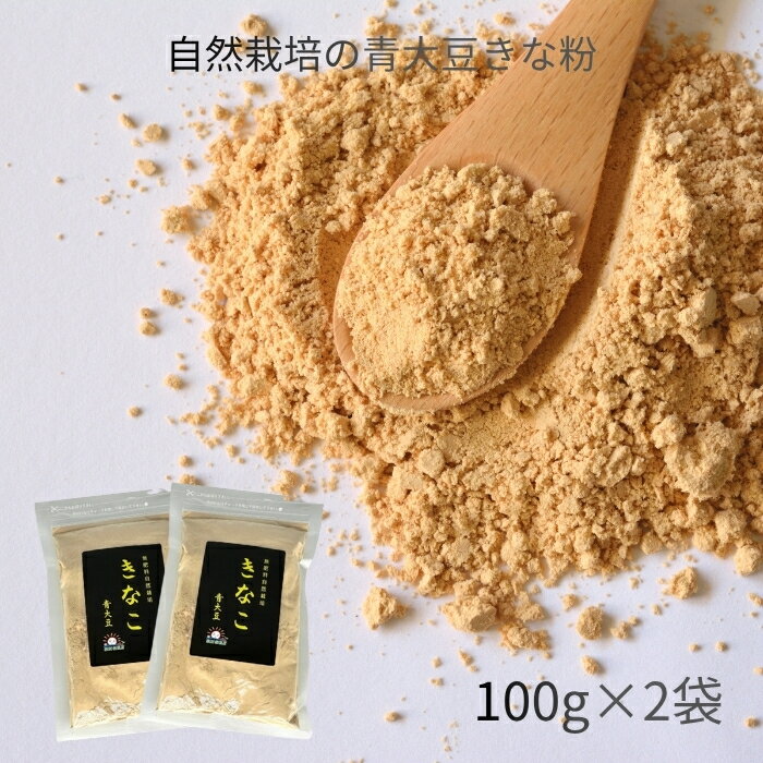 2袋セット 自然栽培青大豆きな粉 【100g×2点】送料無料無農薬 無肥料 無除草剤 自然栽培 きな粉 ポッキリ マラソン 買い回り ポイント消化 ネコポス