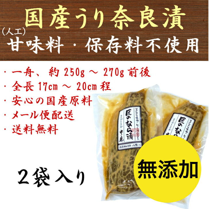 【ランキング1位受賞】奈良漬 国産 無添加 大サイズ 250g〜270g前後×2舟入 なら漬 奈良漬け 瓜 人工甘味料保存料不使用 土用の丑の日 送料無料